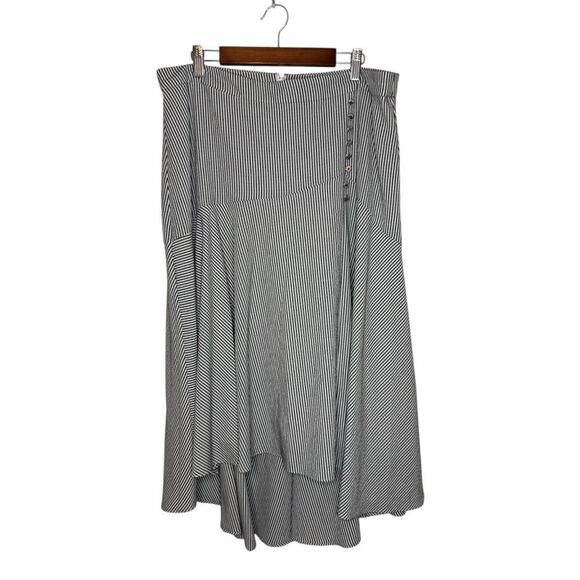 Calvin Klein Striped Gray White Asymmetrical Women’s Skirt Size 14 - Picture 1 of 5